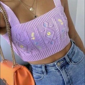 Zara floral knit crop top